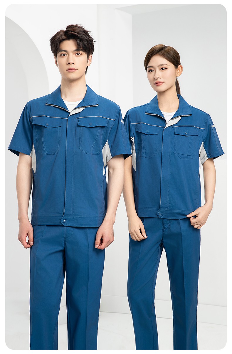 DL237D 夏季彈力竹纖維工作服套裝定制吸濕排汗透氣長短袖薄款電工勞保服(圖15)