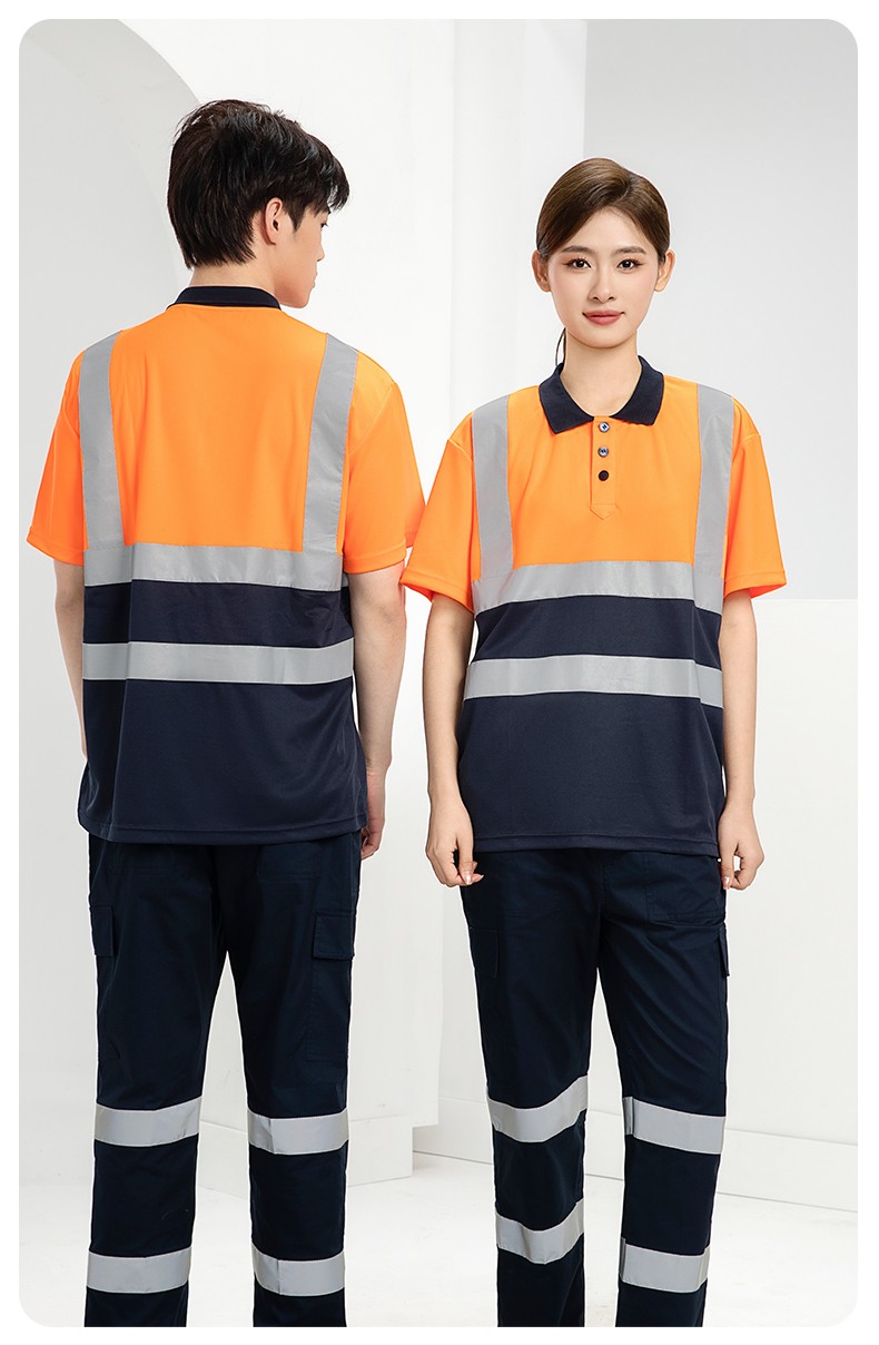 SG2119D 夏季速干短袖工服反光條薄款透氣POLO文化衫車間機修工裝(圖20)