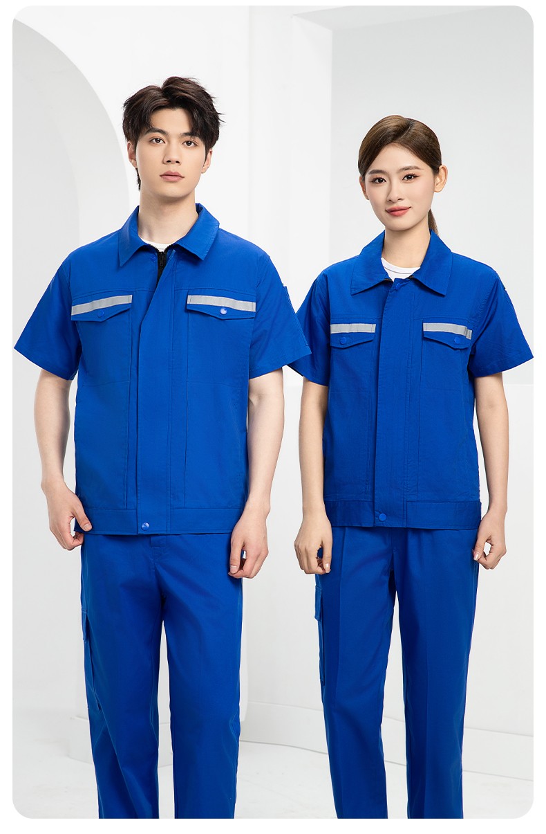 QM2091D 夏季工作服套裝男純棉長短袖薄款反光海油工程工裝機電焊工勞保服(圖13)