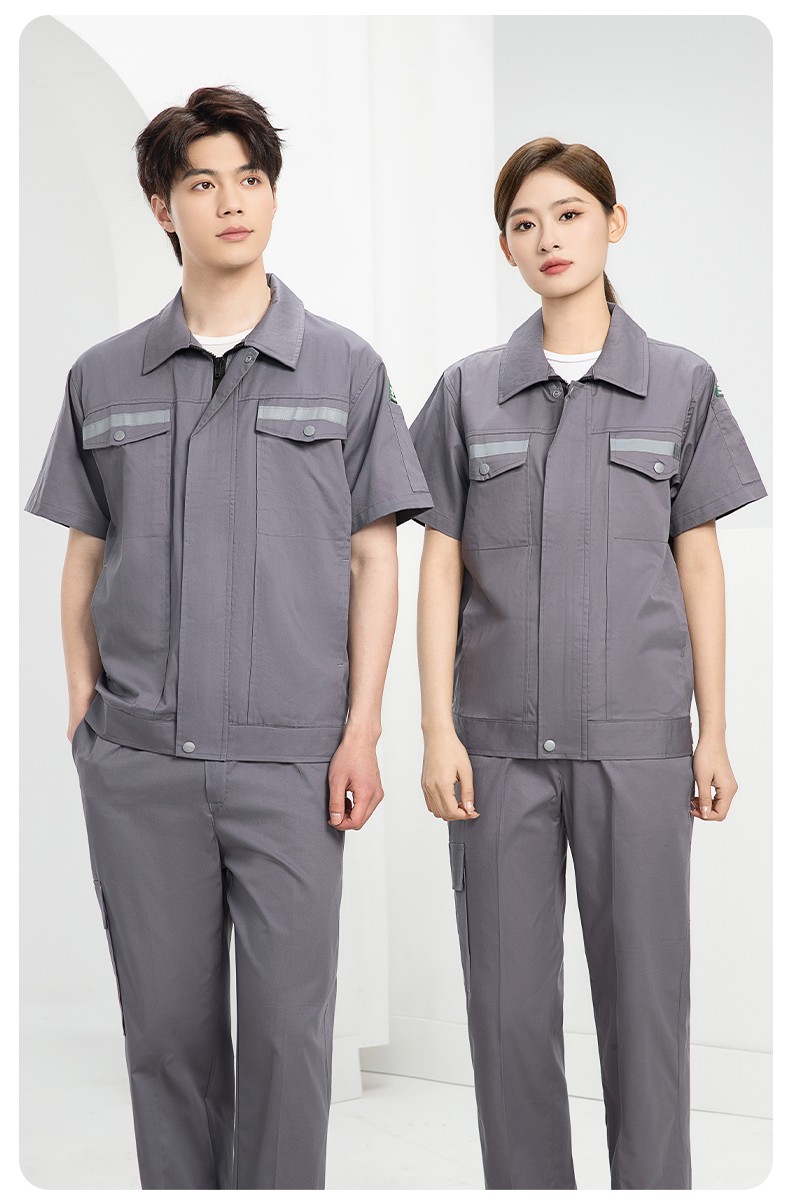 QM2091D 夏季工作服套裝男純棉長短袖薄款反光海油工程工裝機電焊工勞保服(圖16)