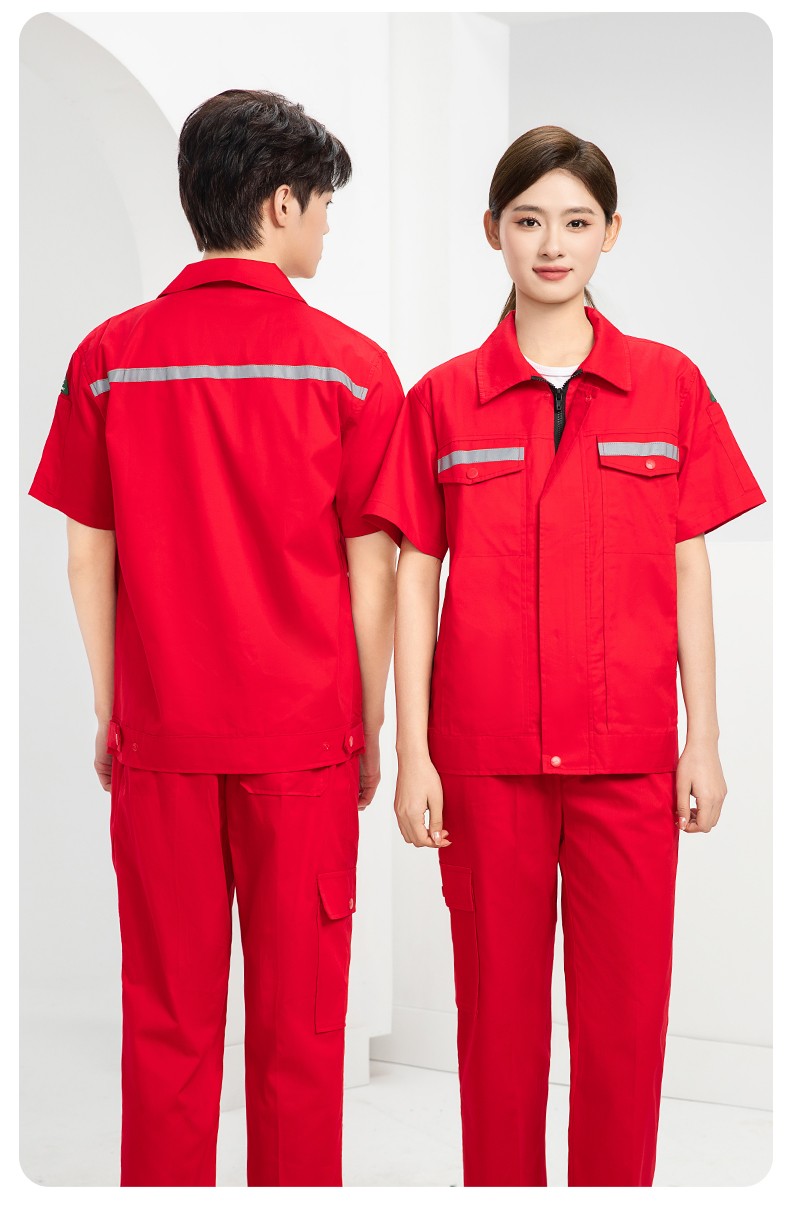 QM2091D 夏季工作服套裝男純棉長短袖薄款反光海油工程工裝機電焊工勞保服(圖18)