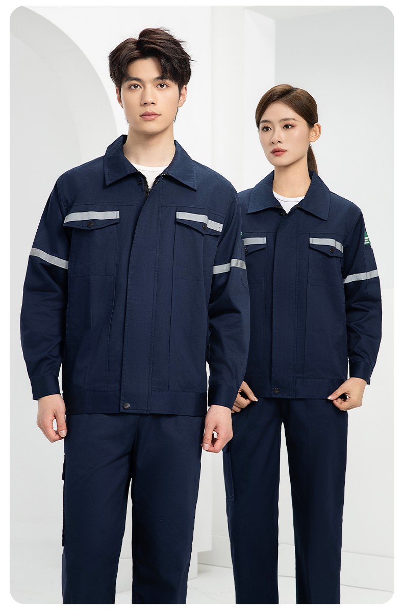 QM2091D 夏季工作服套裝男純棉長短袖薄款反光海油工程工裝機電焊工勞保服(圖19)