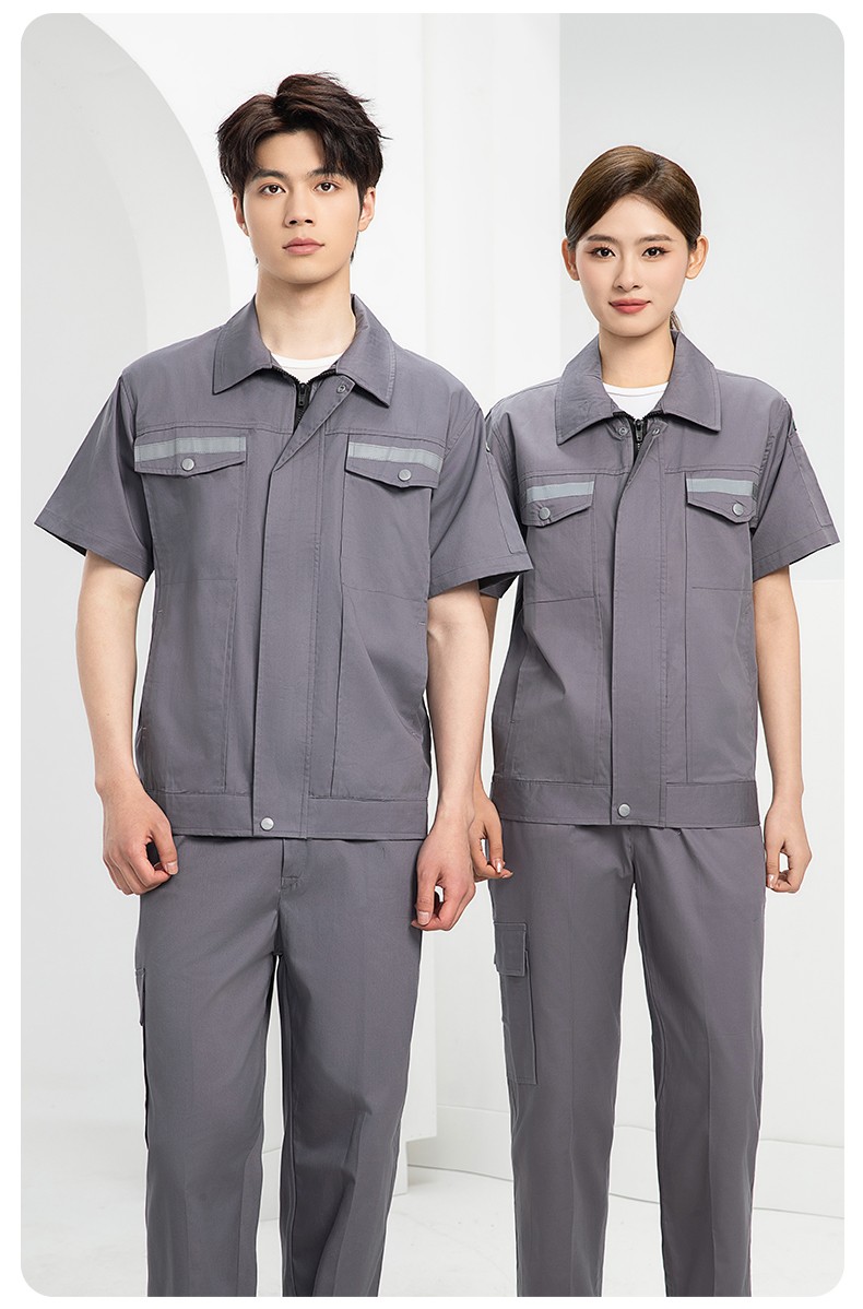 QM2091X 夏季長袖薄款工作服套裝男純棉反光焊工海油工程汽修車間電焊勞保(圖15)