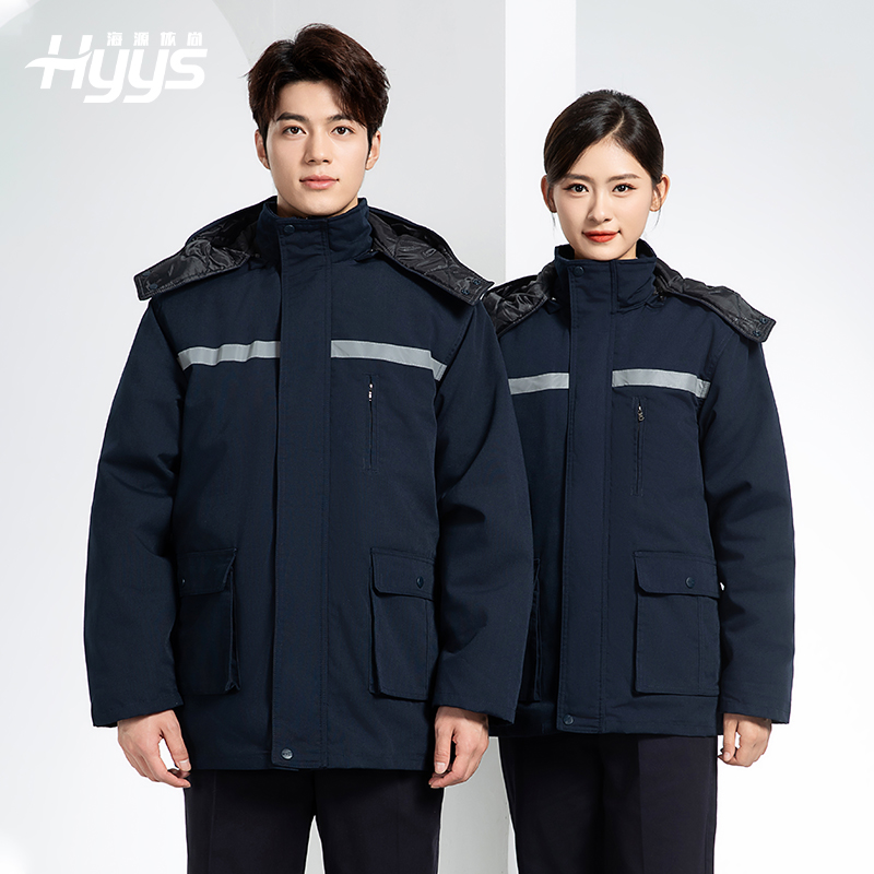 DM13-11 冬季工作服棉衣男加絨加厚防寒保暖汽車(chē)維修廠定制勞保服工程棉襖