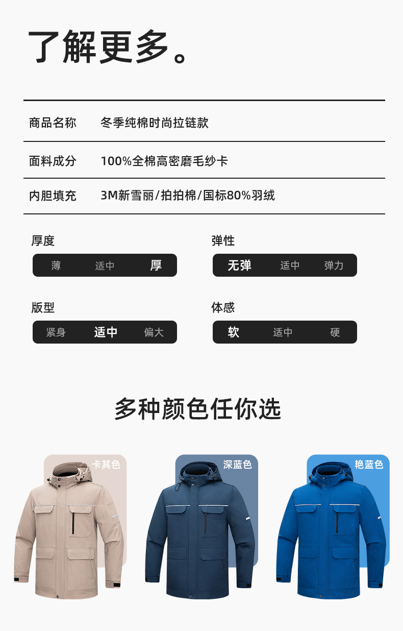 QM2320 純棉可拆卸工作服棉服定制男加絨加厚保暖汽車維修廠勞保服棉襖(圖14)