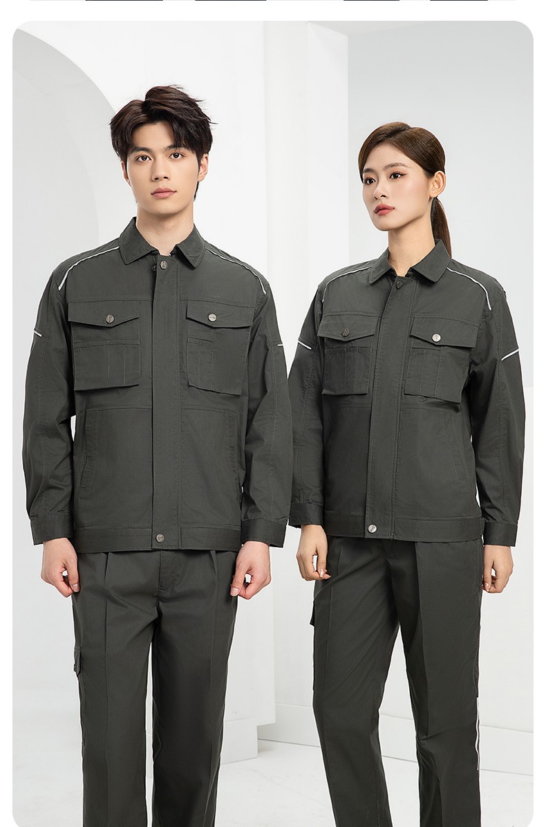 DM2315D 海源夏季工作服男短袖套裝機(jī)修服印字LOGO工地工人耐磨工裝定制(圖19)