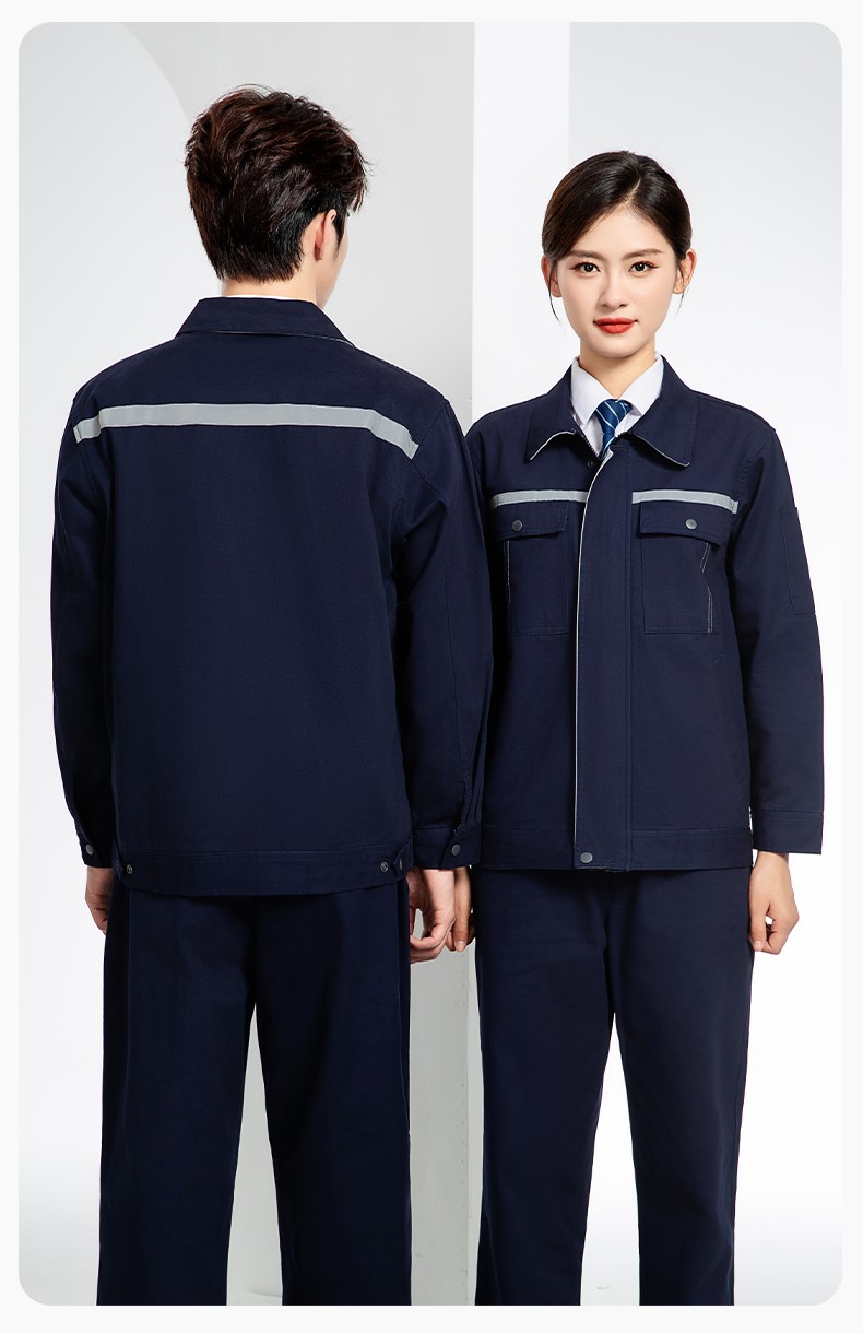 JC-H1806-3 雙層純棉工作服套裝男反光條工地汽修機(jī)修服電焊服工裝勞保服定制(圖15)