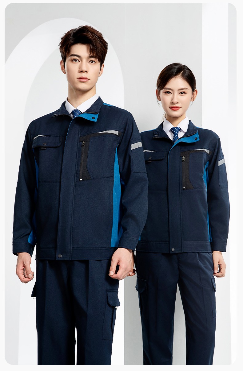 LJ-68003 滌棉防靜電工作服套裝男汽修車(chē)間工廠電焊服廠服反光條工裝勞保服(圖15)