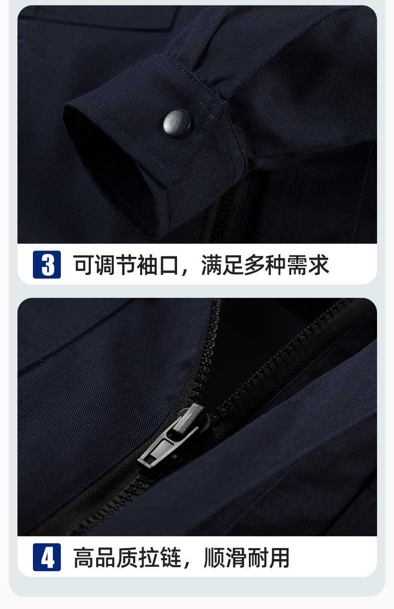 YM-20801 防靜電工作服定制春秋加厚耐磨套裝男女加油加汽站化工車(chē)間勞保服(圖9)