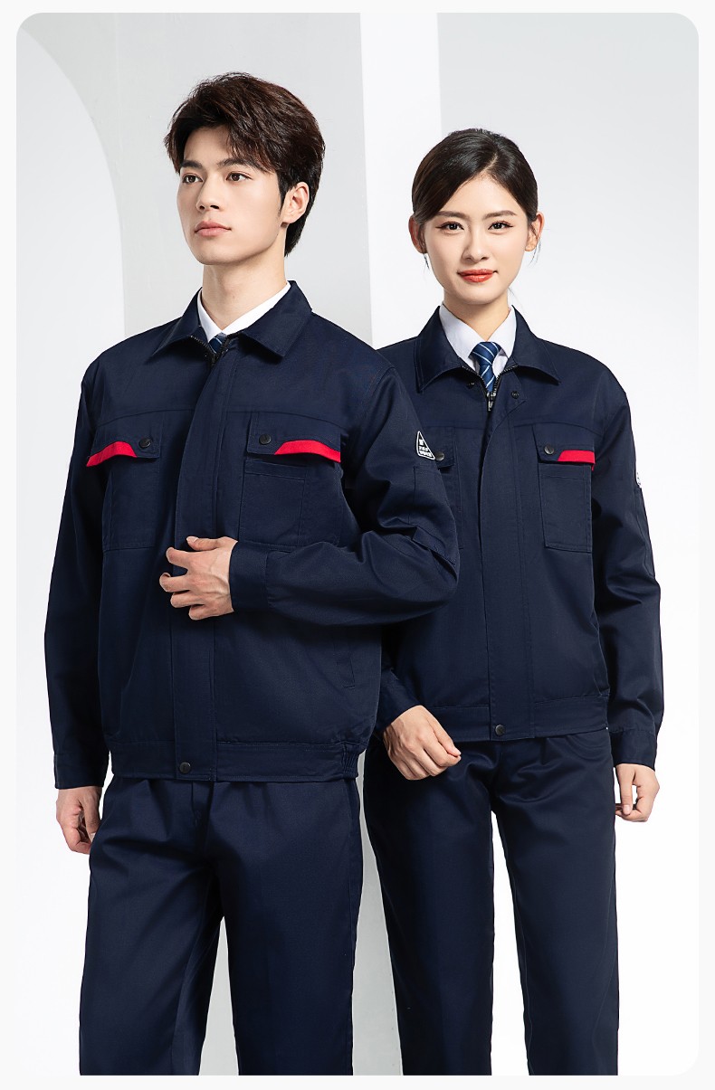 YM-20801 防靜電工作服定制春秋加厚耐磨套裝男女加油加汽站化工車(chē)間勞保服(圖13)