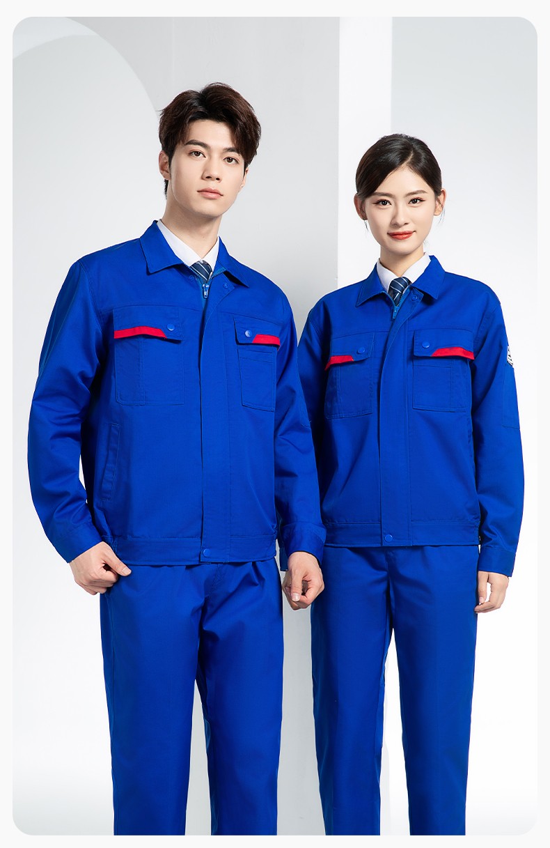 YM-20801 防靜電工作服定制春秋加厚耐磨套裝男女加油加汽站化工車(chē)間勞保服(圖14)