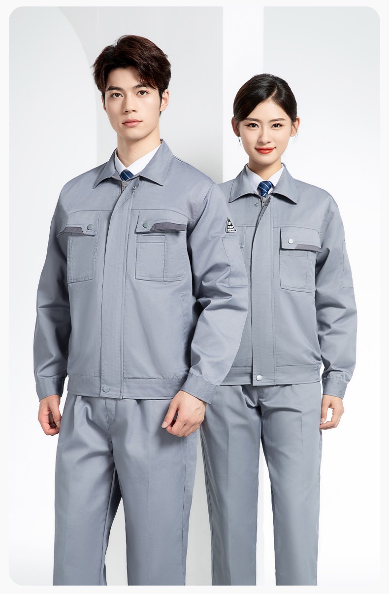YM-20801 防靜電工作服定制春秋加厚耐磨套裝男女加油加汽站化工車(chē)間勞保服(圖16)