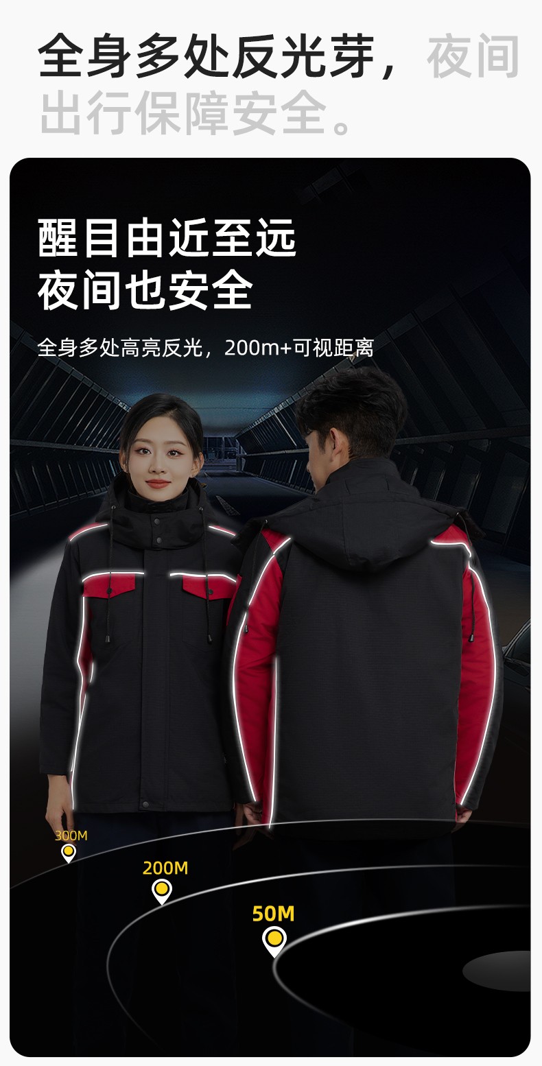 LJ-9803 冬季防撕裂防靜電可拆卸棉服保暖鎖溫防寒服加油站防靜電工裝定制(圖5)