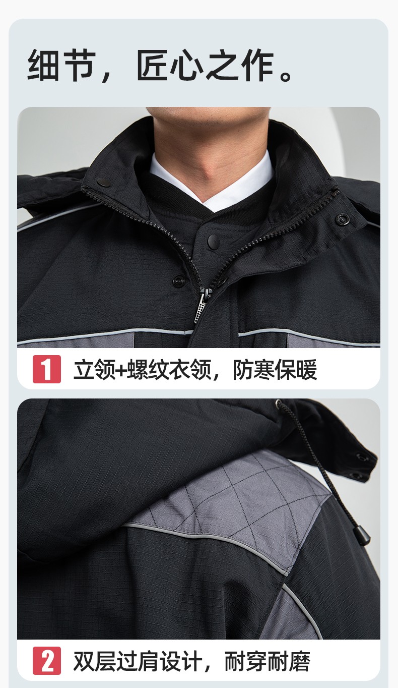 LJ-9803 冬季防撕裂防靜電可拆卸棉服保暖鎖溫防寒服加油站防靜電工裝定制(圖9)