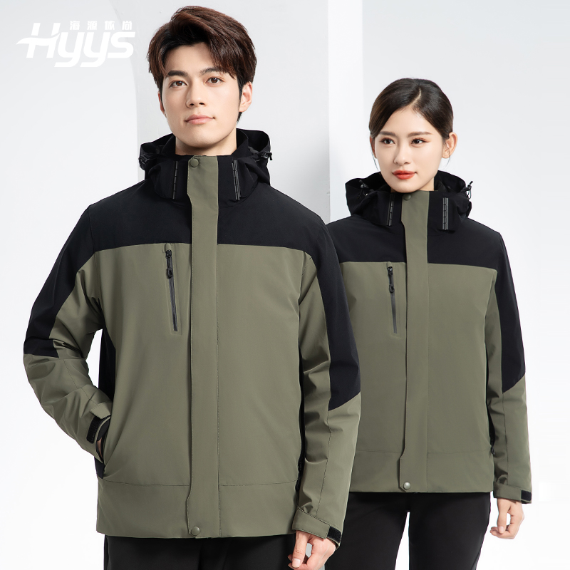 RH-60967 冬季三合一羽絨內(nèi)膽沖鋒衣防風(fēng)防雨保暖鎖溫登山騎行服定制