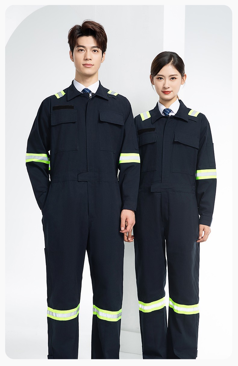 QM8057 全棉長(zhǎng)袖連體工作服反光條勞保服機(jī)修服中海油工作服套裝(圖15)