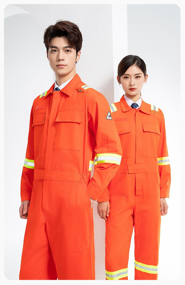 QM8057 全棉長(zhǎng)袖連體工作服反光條勞保服機(jī)修服中海油工作服套裝(圖12)