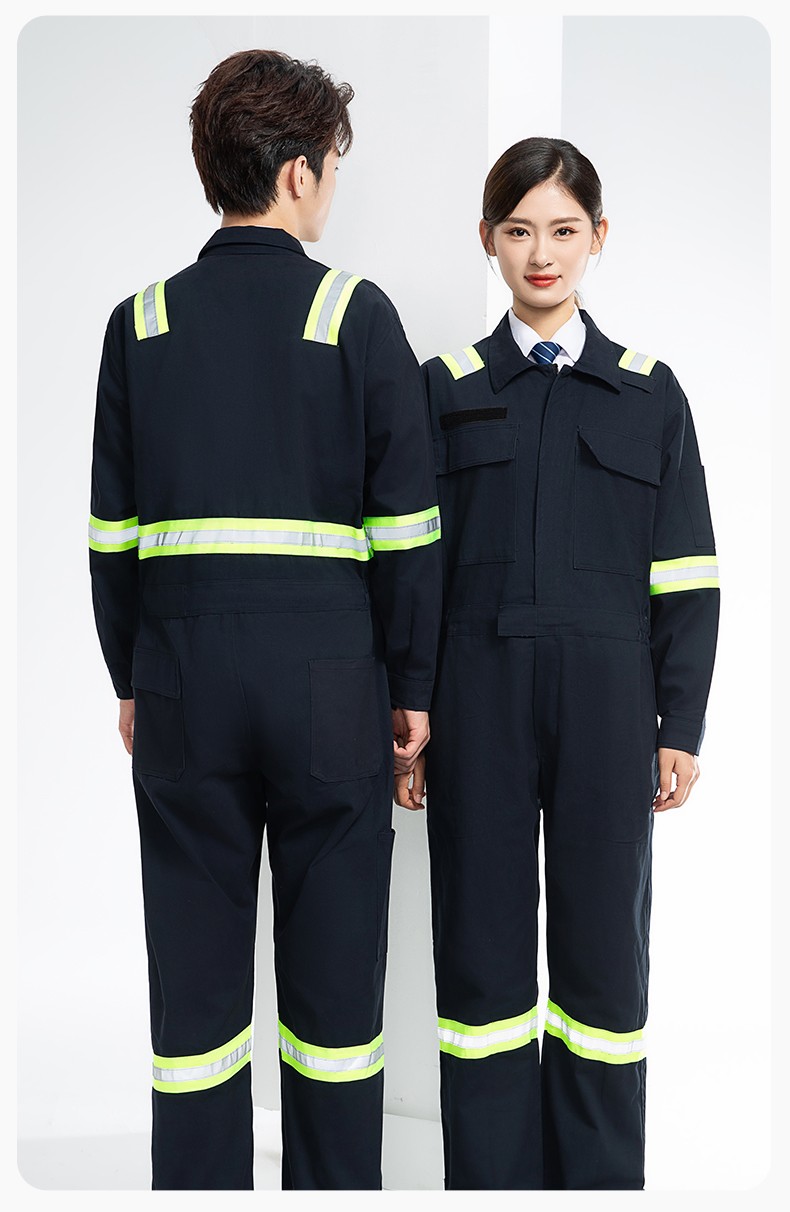 QM8057 全棉長(zhǎng)袖連體工作服反光條勞保服機(jī)修服中海油工作服套裝(圖16)