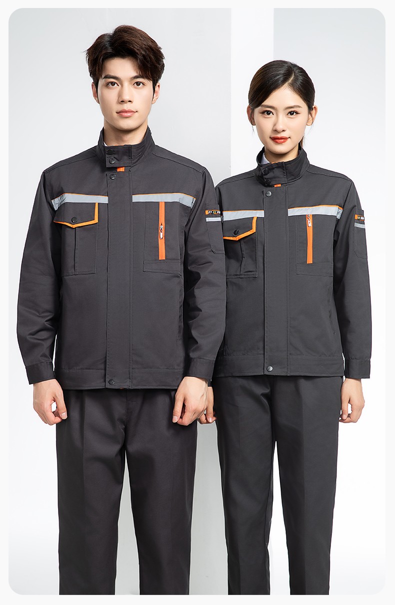 DM8038 批發(fā)工作服套裝男耐磨長(zhǎng)袖反光條廠服車間汽修企業(yè)工地工裝勞保服(圖13)