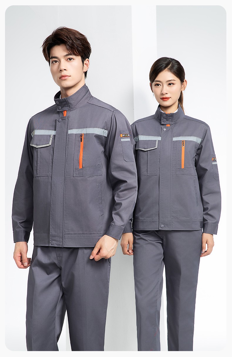 DM8038 批發(fā)工作服套裝男耐磨長(zhǎng)袖反光條廠服車間汽修企業(yè)工地工裝勞保服(圖17)