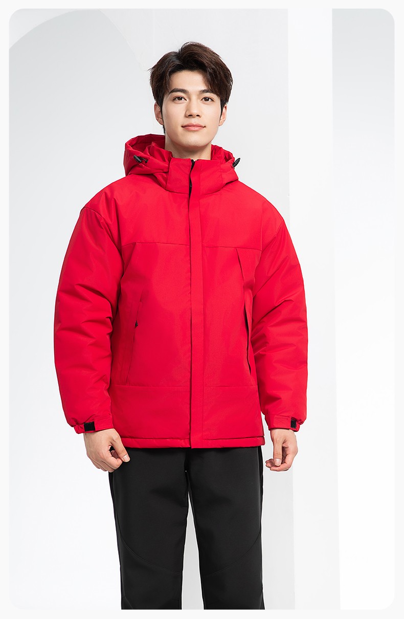 YJ-1915 冬季一體式沖鋒衣男女純色加絨防寒外套印LOGO公司團體服外套定制(圖14)
