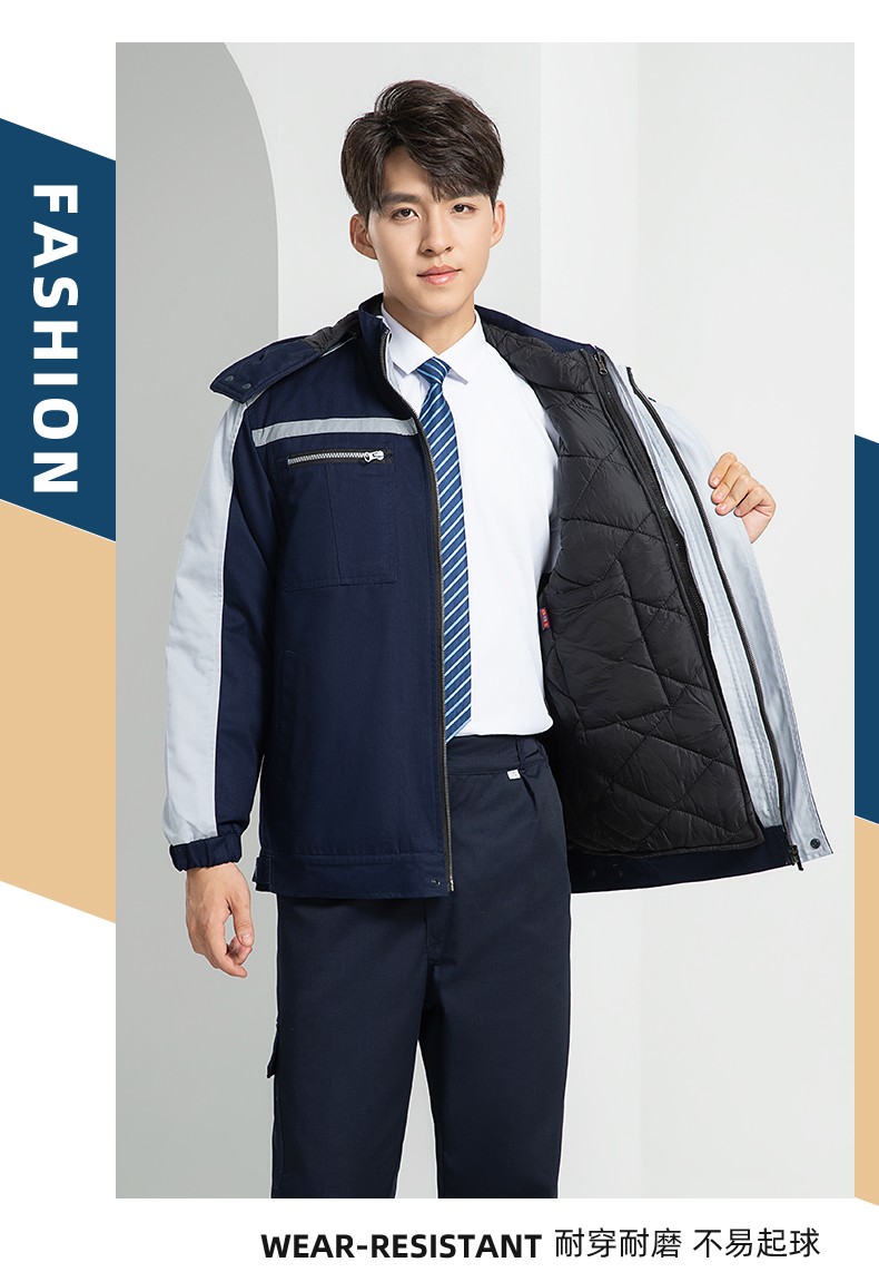 LW-8869 冬季工作服棉服定制工廠車間戶外男保溫反光條保暖棉襖棉衣工作服(圖21)