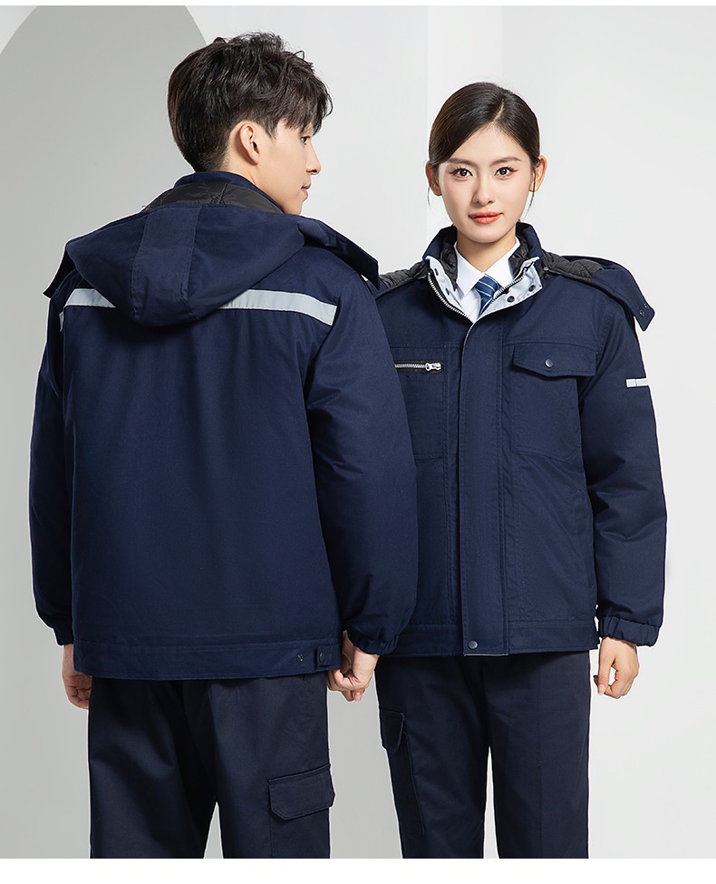 LW-8869 冬季工作服棉服定制工廠車間戶外男保溫反光條保暖棉襖棉衣工作服(圖25)