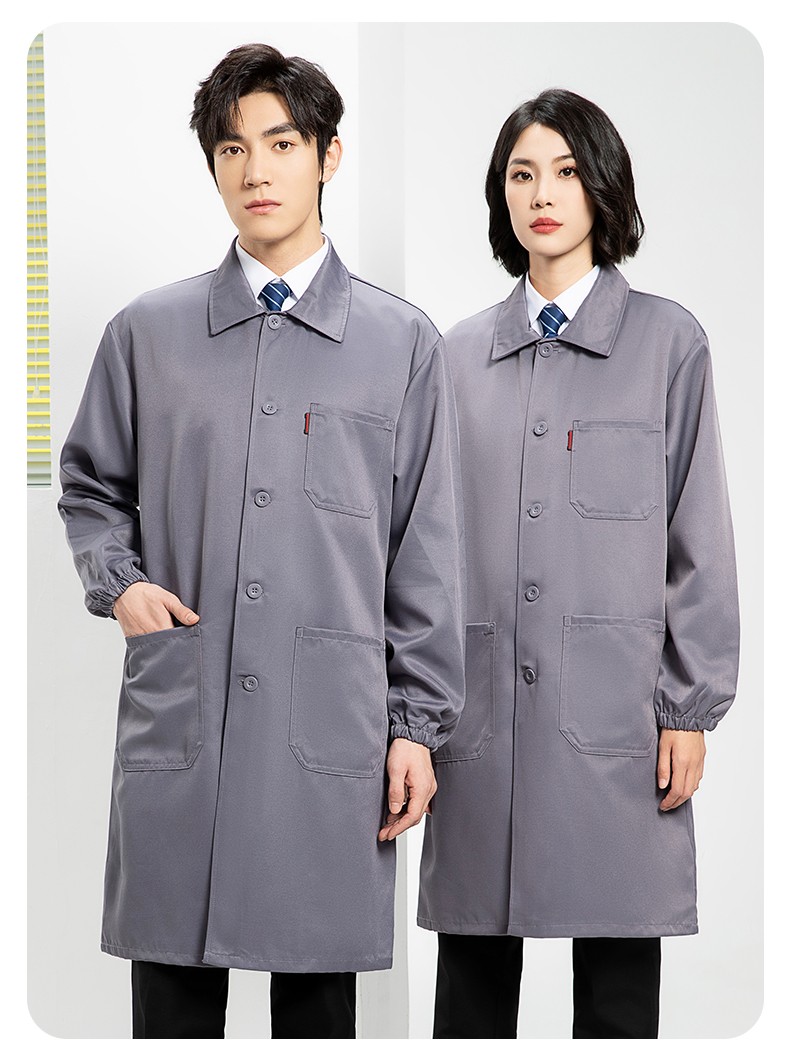 YJ-2302 純色翻領(lǐng)大褂工作服大褂倉庫搬運裝卸服飼養(yǎng)員防塵罩衣食品廠服(圖22)