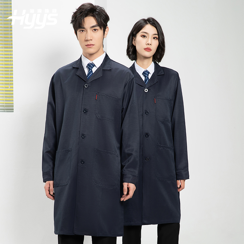 YJ-2305 防靜電大褂長(zhǎng)袖工作服純色電子廠男女防塵食品廠防靜電大褂定制